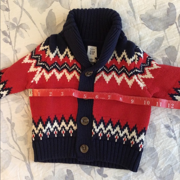 Baby Gap Red Navy White Cardigan Sweater 3/6 months - Picture 4 of 6